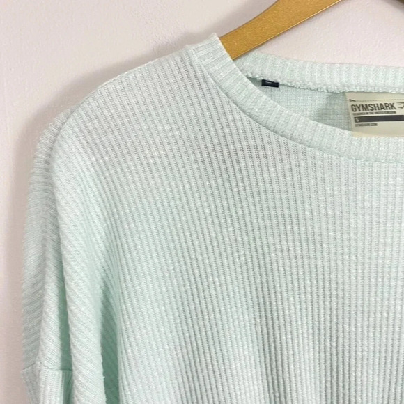 Gymshark Green Ribbed Cropped Long Sleeve Top - Picture 3 of 10